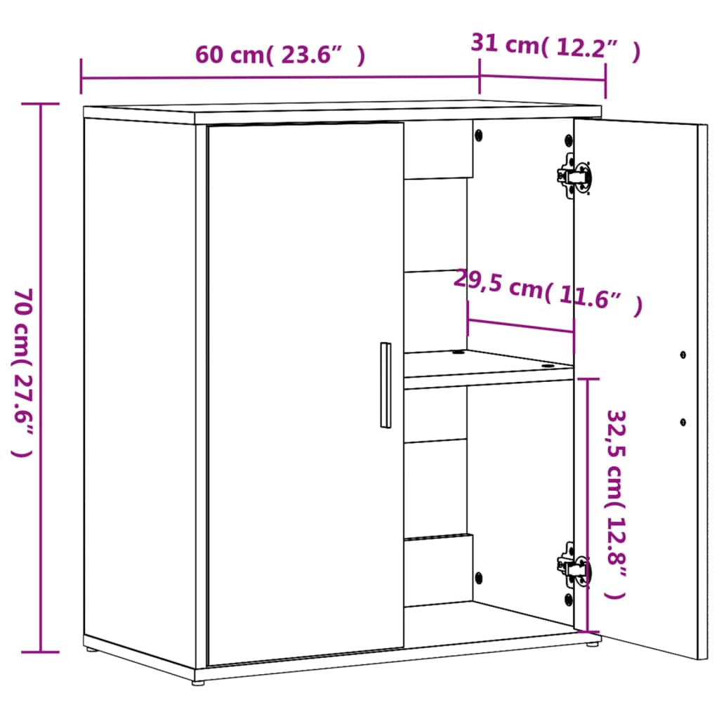 Credenze 2 pz Bianche 60x31x70 cm in Legno Multistrato 3276539