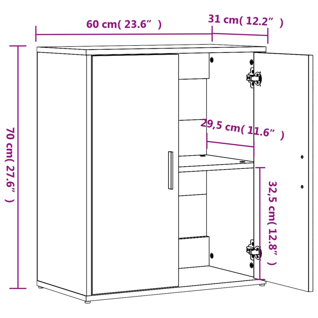 Credenze 2 pz Rovere Sonoma 60x31x70 cm in Legno Multistrato 3276541