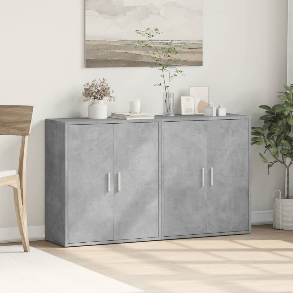 Credenze 2 pz Grigio Cemento 60x31x70 cm in Legno Multistrato 3276542