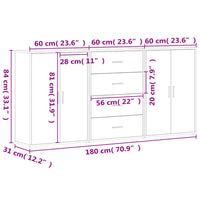 Credenze 3 pz Rovere Fumo 60x31x84 cm in Legno Multistrato 3276578