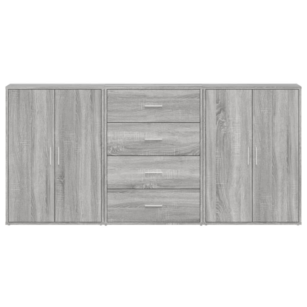 Credenze 3 pz Grigio Sonoma 60x31x84 cm in Legno Multistrato 3276579