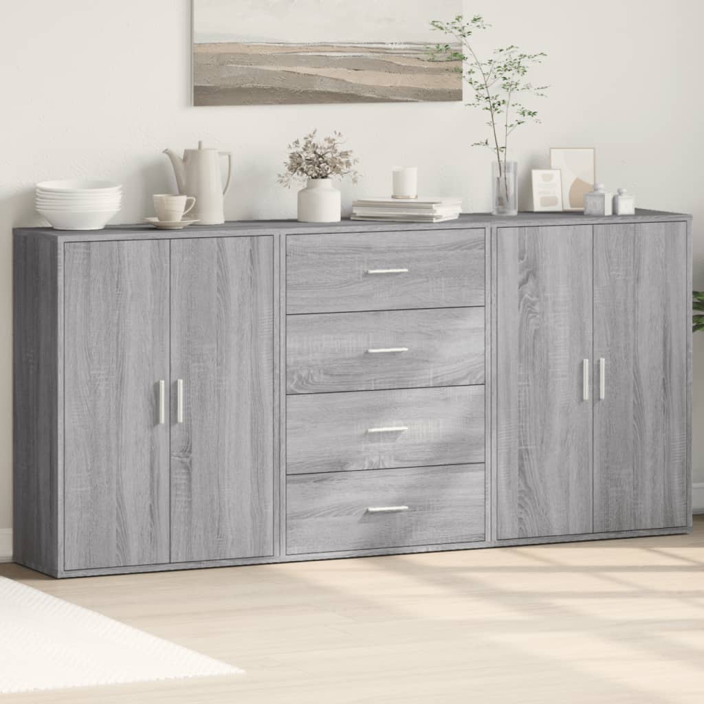 Credenze 3 pz Grigio Sonoma 60x31x84 cm in Legno Multistrato 3276579