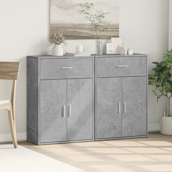 Credenze 2 pz Grigio Cemento 60x30x84 cm in Legno Multistrato 3276598