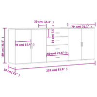 Credenze 3 pz Rovere Marrone in Legno Multistrato 3276615