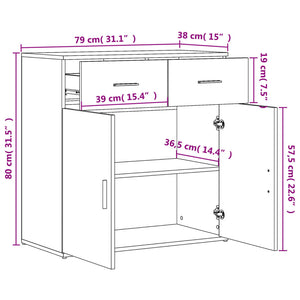 Credenze 2 pz Bianche 79x38x80 cm in Legno Multistrato 3276616