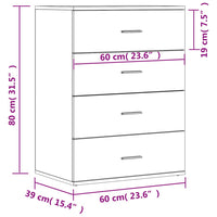 Credenze 2 pz Bianche 60x39x80 cm in Legno Multistrato 3276623