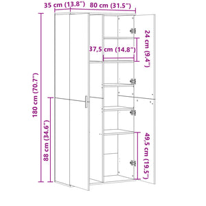 Credenza Bianca 80x35x180 cm in Legno Multistrato 3276651