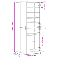 Scarpiera Grigio Cemento 80x39x178 cm in Legno Multistrato 3276675