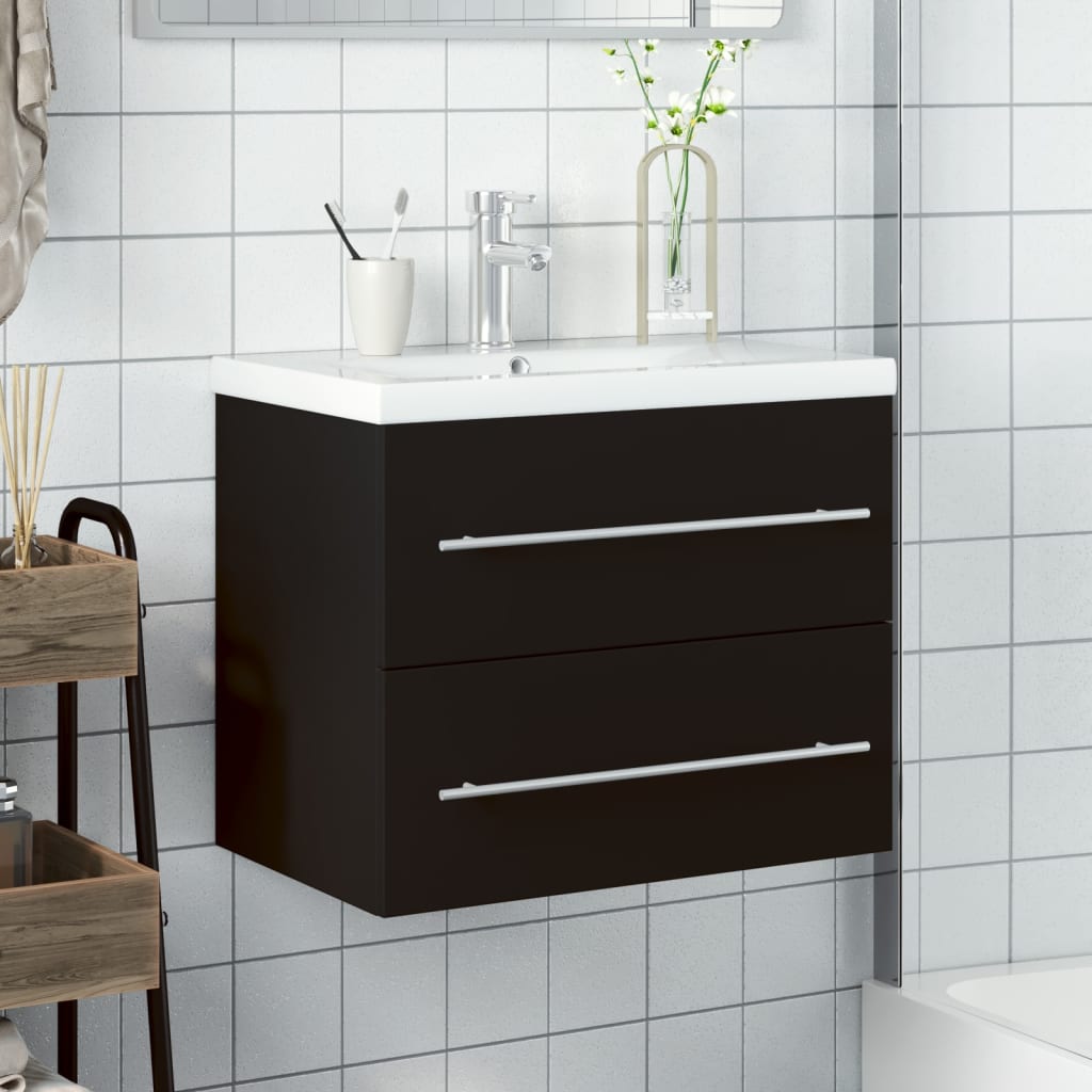 Mobile da Bagno con Lavabo Integrato Nero 3278765