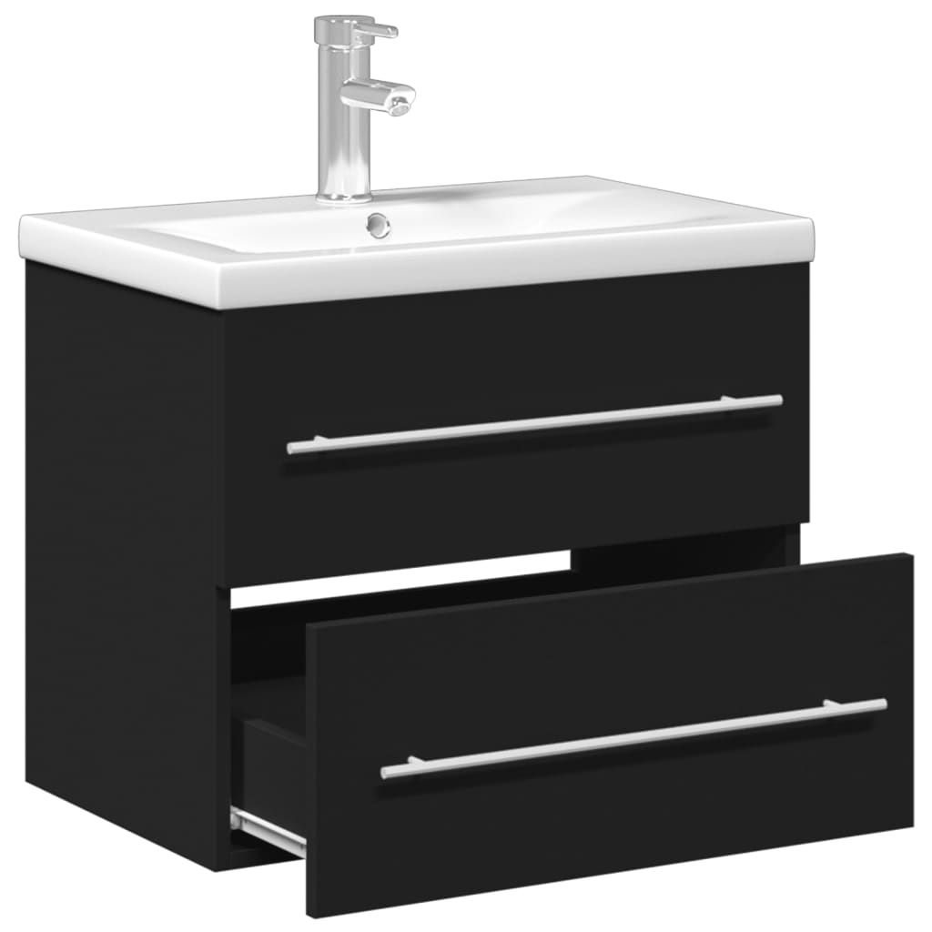 Mobile da Bagno con Lavabo Integrato Nero 3278765