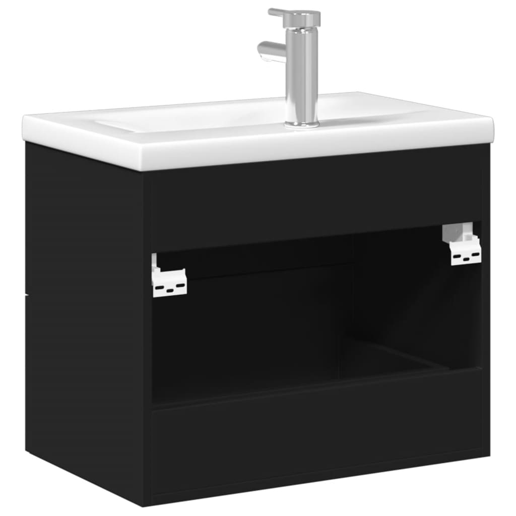 Mobile da Bagno con Lavabo Integrato Nero 3278765