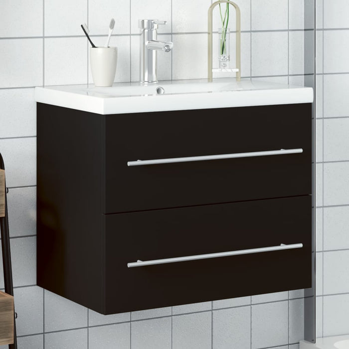 Mobile da Bagno con Lavabo Integrato Nero 3278765