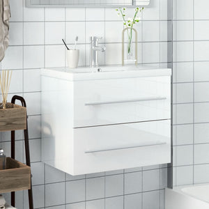 Mobile da Bagno con Lavabo Integrato Bianco Lucido 3278770