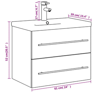 Mobile da Bagno con Lavabo Integrato Rovere Fumo 3278773