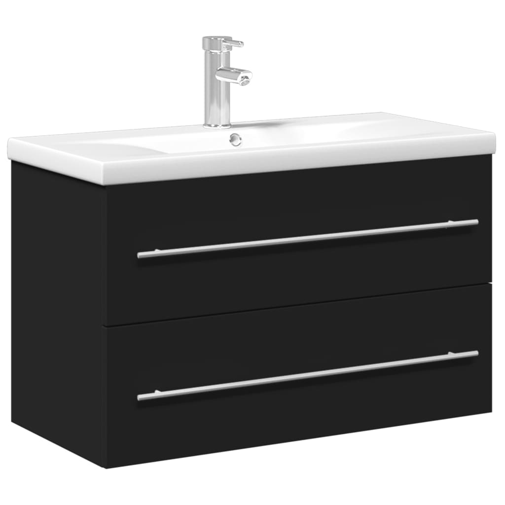 Mobile da Bagno con Lavabo Integrato Nero 3278777