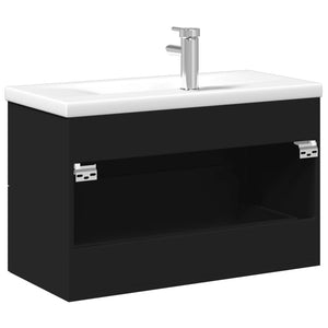 Mobile da Bagno con Lavabo Integrato Nero 3278777