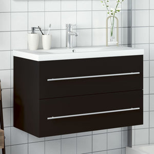 Mobile da Bagno con Lavabo Integrato Nero 3278777