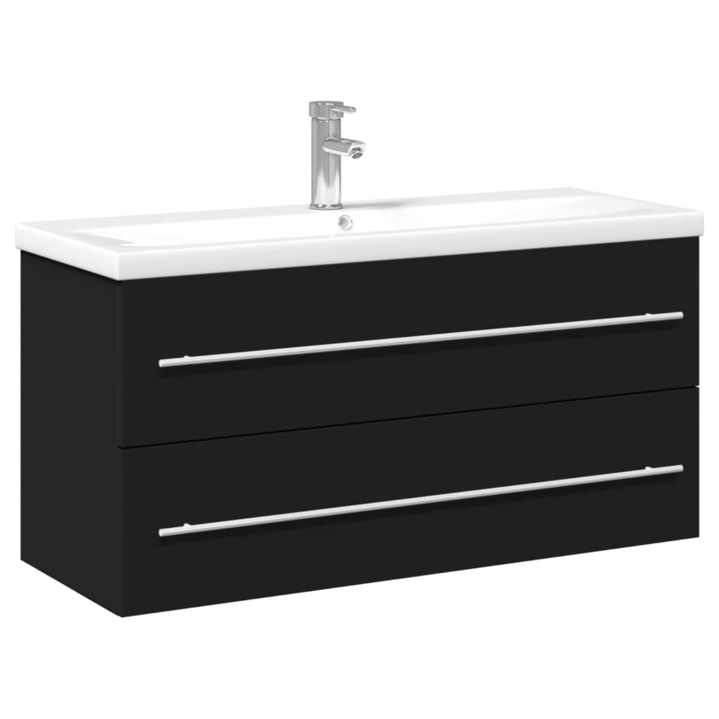 Mobile da Bagno con Lavabo Integrato Nero 3278795