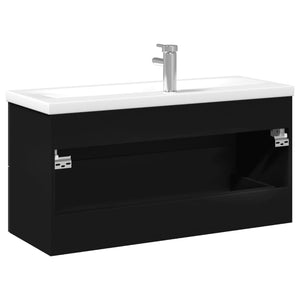 Mobile da Bagno con Lavabo Integrato Nero 3278795