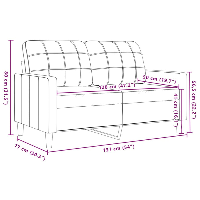 Divano a 2 Posti Grigio Chiaro 120 cm in Velluto 4007614