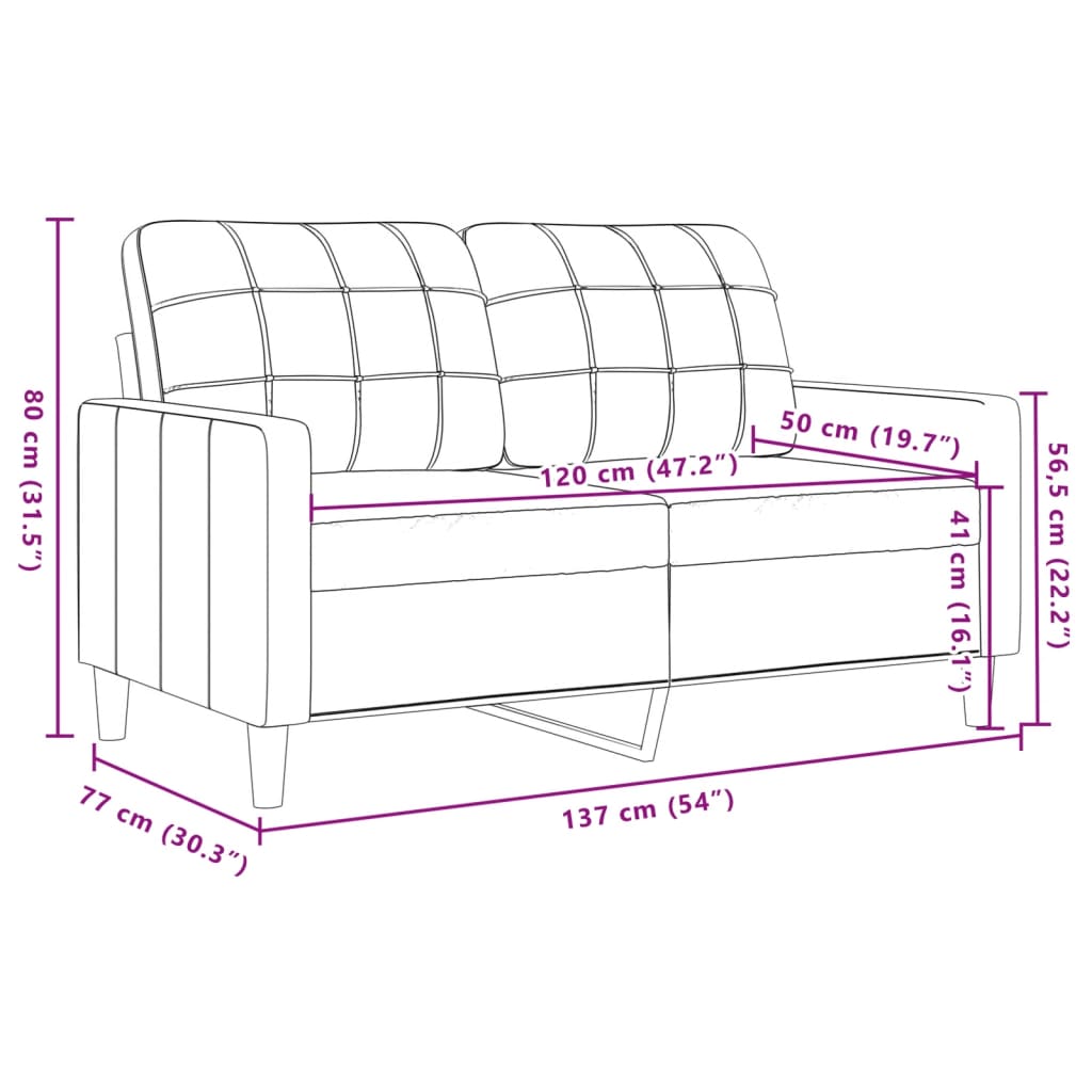 Divano a 2 Posti Rosa 120 cm in Velluto 4007617