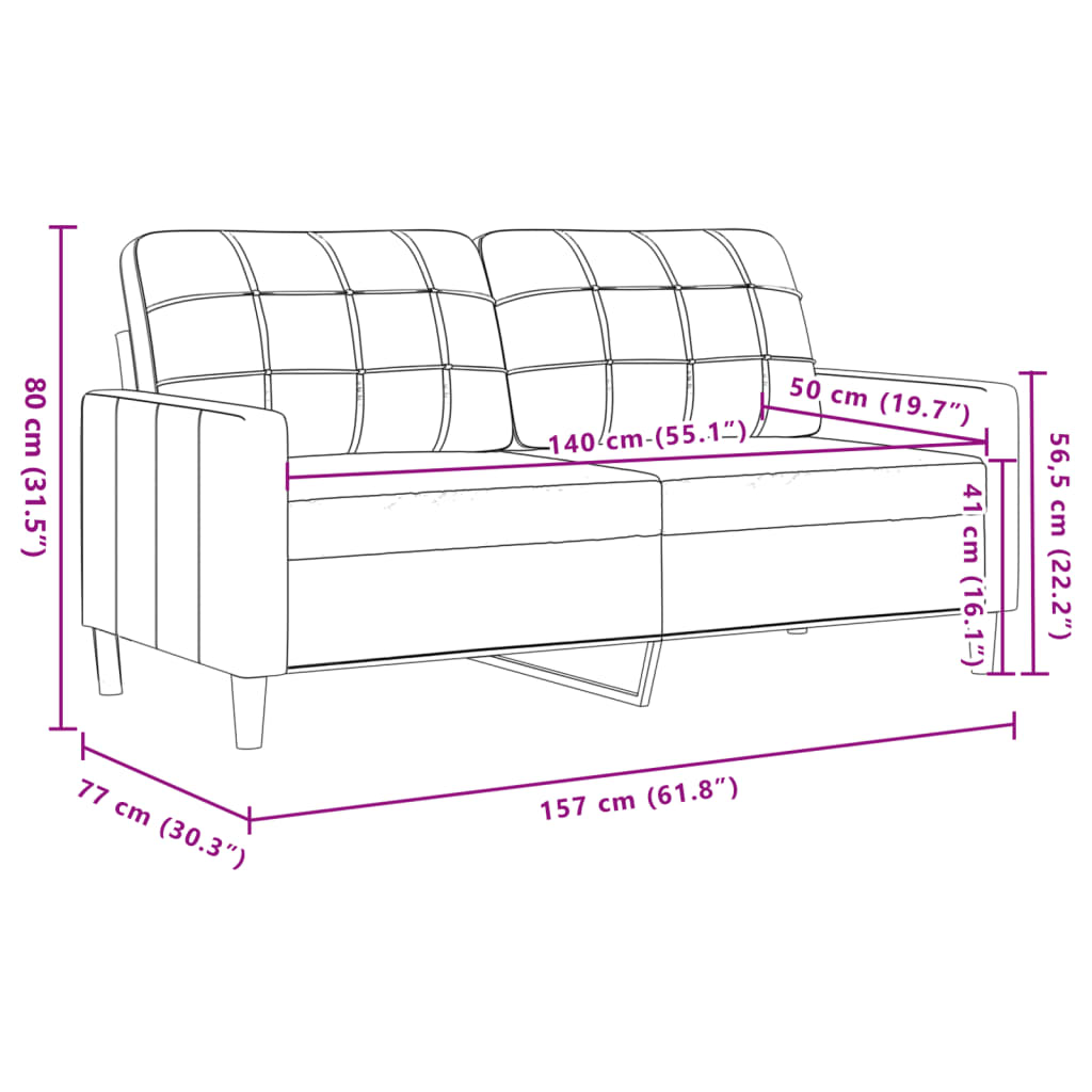 Divano a 2 Posti grigio scuro140 cm in Velluto 4007625