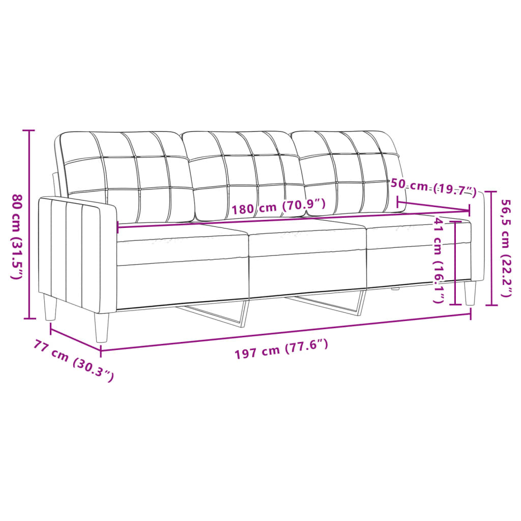 Divano a 3 Posti Marrone 180 cm in Velluto 4007641