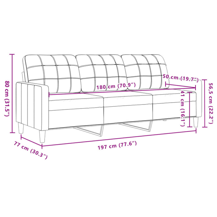 Divano a 3 Posti Marrone 180 cm in Velluto 4007641