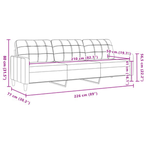 Divano a 3 Posti Marrone 210 cm in Velluto 4007651