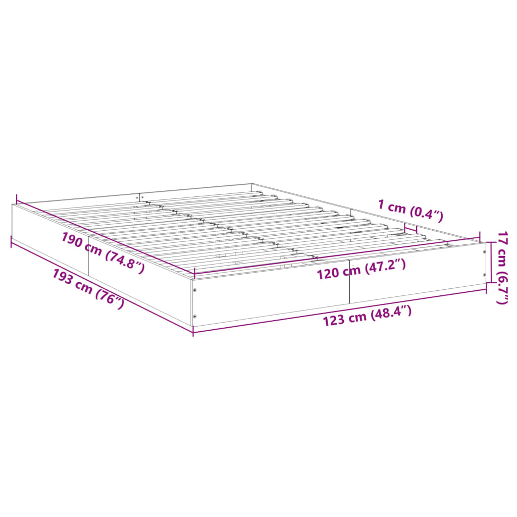 Giroletto senza Materasso Rovere Fumo 120x190 cm in Truciolato 842053