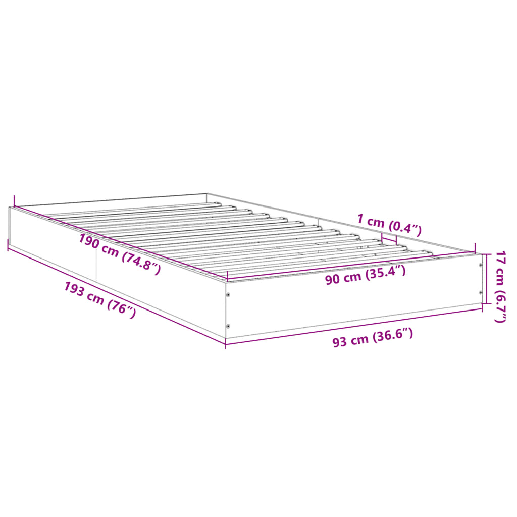 Giroletto Grigio Sonoma 90x190 cm in Legno Multistrato 842075