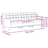 Divano a 3 Posti con Cuscini Grigio Chiaro 210 cm in Tessuto 3278201