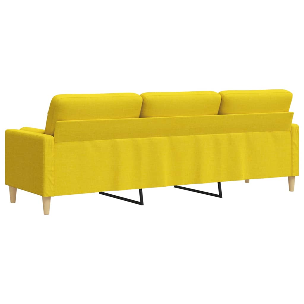 Divano a 3 Posti con Cuscini Giallo Chiaro 210 cm in Tessuto 3278206