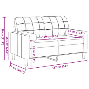 Divano a 2 Posti con Cuscini Marrone 120 cm in Velluto 3278216