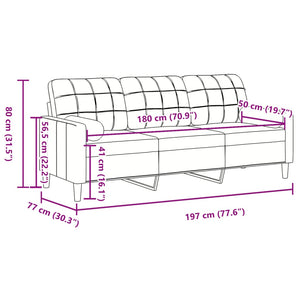 Divano a 3 Posti con Cuscini Grigio Chiaro 180 cm in Velluto 3278229