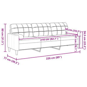 Divano a 3 Posti con Cuscini Rosa 210 cm in Velluto 3278242