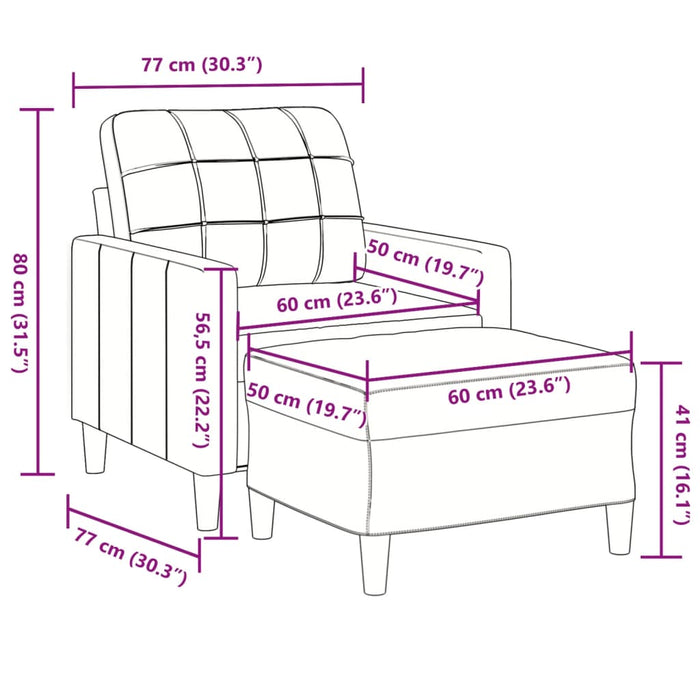 Poltrona con Poggiapiedi Grigio Chiaro 60 cm in Velluto 3278257