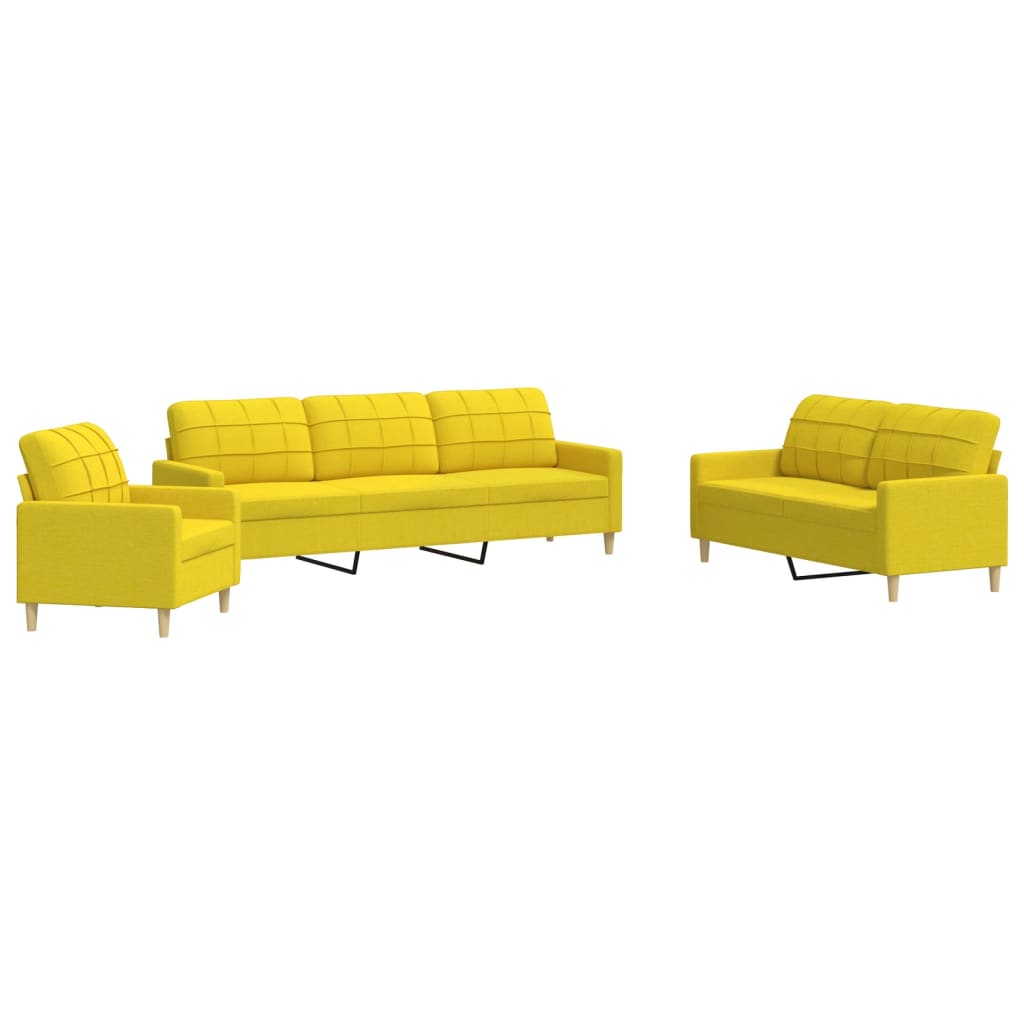 Set di Divani 3 pz Giallo Chiaro in Tessuto 3278292