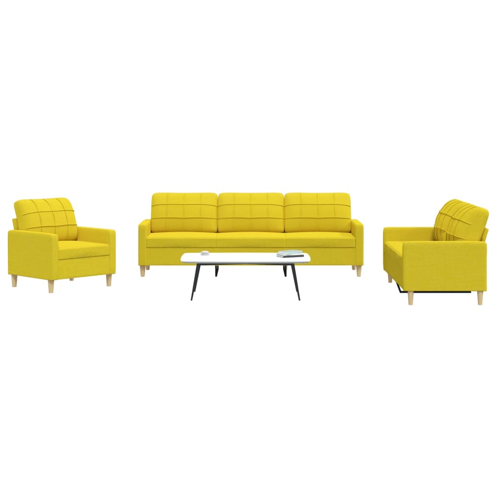 Set di Divani 3 pz Giallo Chiaro in Tessuto 3278292