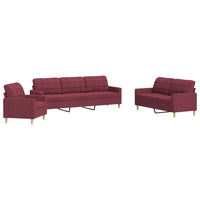 Set di Divani 3 pz Rosso Vino in Tessuto 3278293