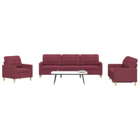 Set di Divani 3 pz Rosso Vino in Tessuto 3278293