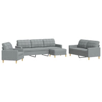 Set di Divani 4 pz con Poggiapiedi Grigio Chiaro in Tessuto 3278295