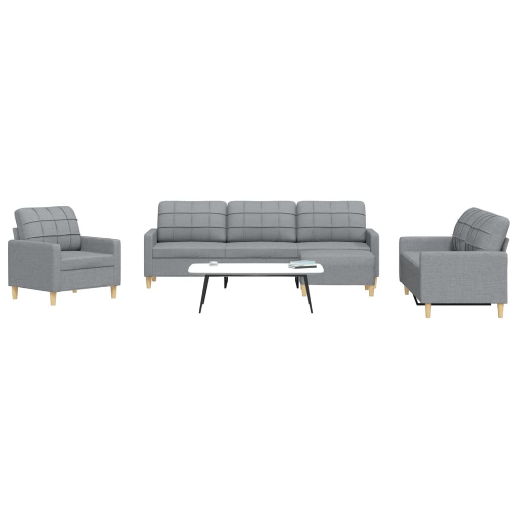 Set di Divani 4 pz con Poggiapiedi Grigio Chiaro in Tessuto 3278295