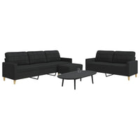 Set di Divani 3 pz con Poggiapiedi Nero in Tessuto 3278331