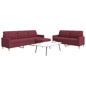 Set di Divani 3 pz con Poggiapiedi Rosso Vino in Tessuto 3278333