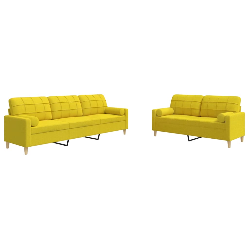 Set di Divani 2 pz con Cuscini Giallo Chiaro in Tessuto 3278340