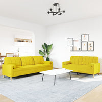 Set di Divani 2 pz con Cuscini Giallo Chiaro in Tessuto 3278340