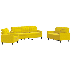 Set di Divani 3 pz con Cuscini giallo in Velluto 3278357