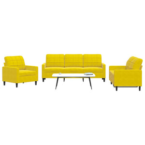 Set di Divani 3 pz con Cuscini giallo in Velluto 3278357