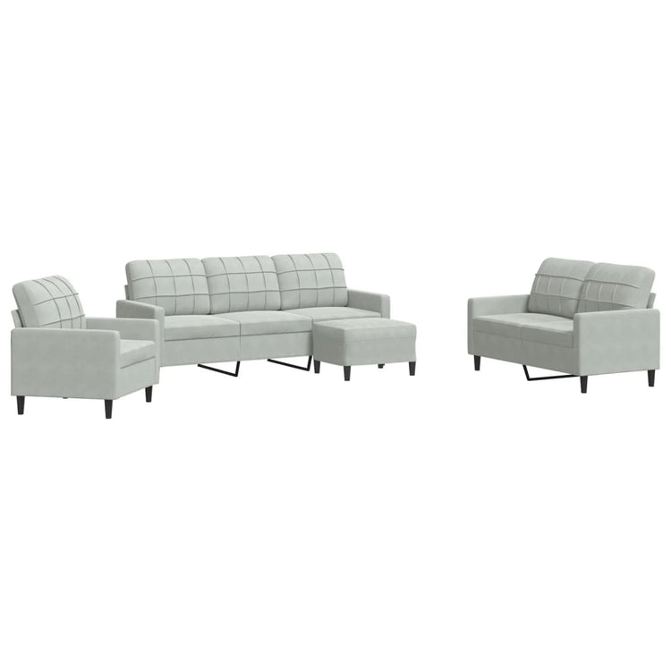 Set di Divani 4 pz con Cuscini Grigio Chiaro in Velluto 3278361